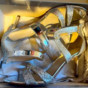 Marc Fisher silver evening shoes